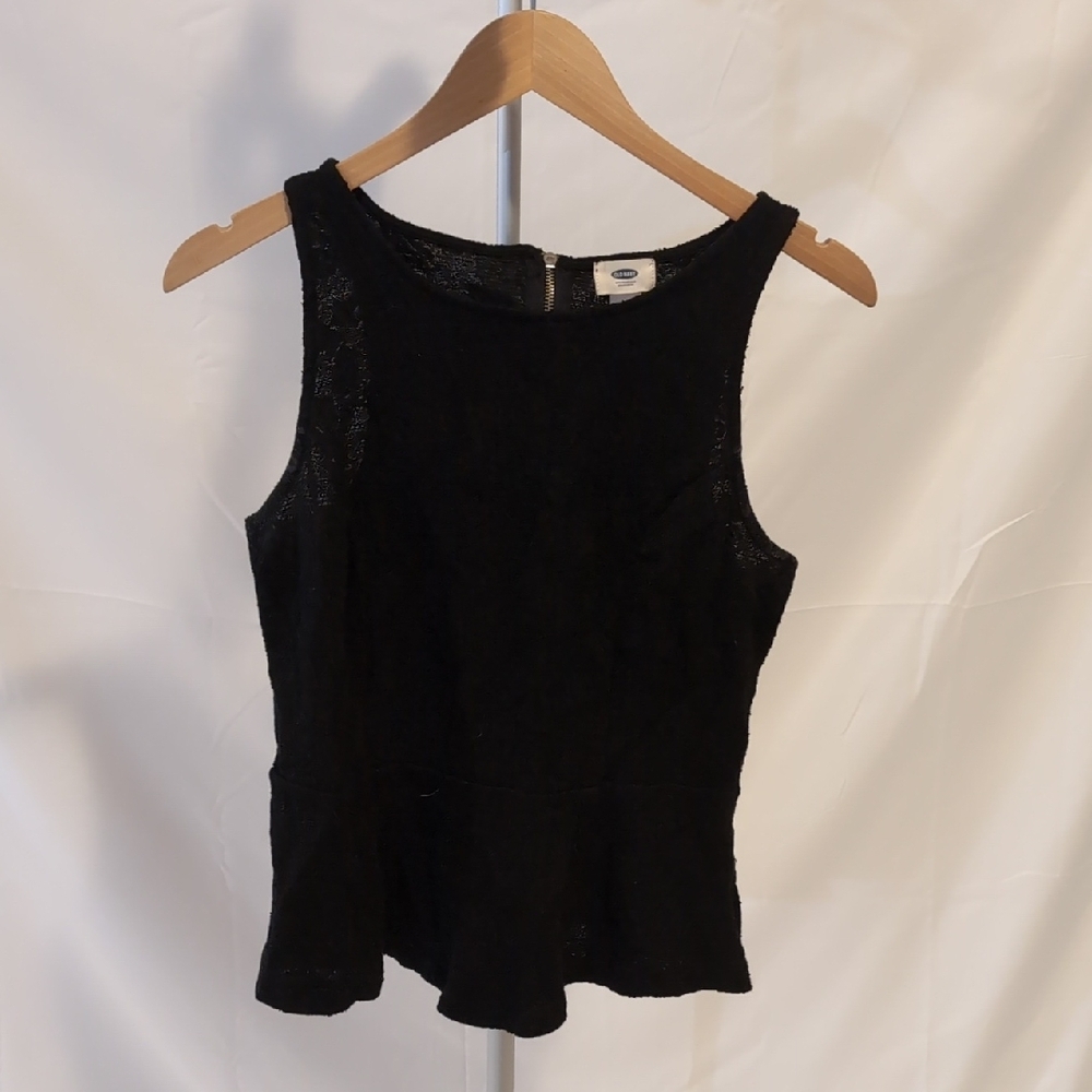 Black Sleeveless Peplum Top
